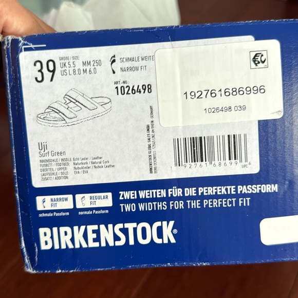 Birkenstock Uji Nubuck shine Leather straps slide sandals in surf green various - Picture 13 of 16